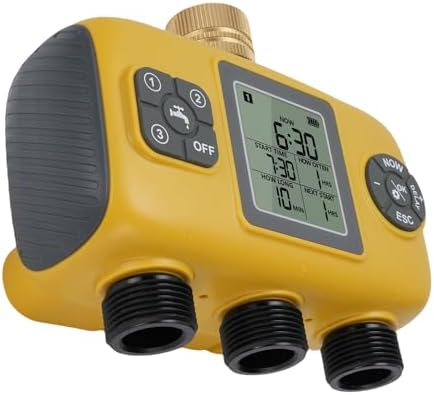 Asixxsix Sprinkler Timer, 3 Zone Independent Programmable with Rain Delay Automatic Watering System, Garden Hose Timer with 3 4in Brass Inlet for Garden Irrigation - Image 3
