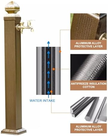 Freestanding Garden Hose Holder, Outdoor Faucet Vintage Column Style, Frost Free Hydrant for Car Washing and Watering(85cm/33.5in) - Image 3