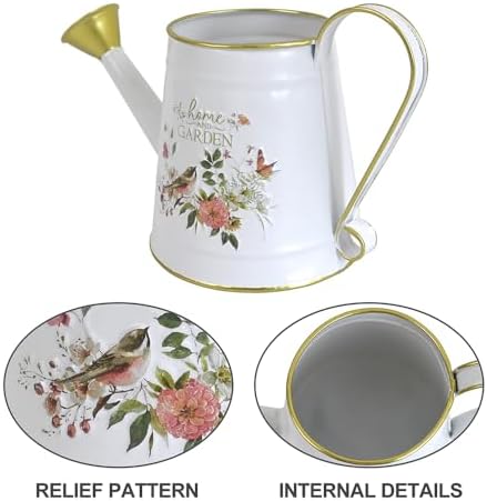 Cute Small Watering Can Indoor Plants Garden Metal Decorative Watering Cans for Outdoor Plants Bonsai Outdoor Garden Flower Decorative (White, 1.5L, 50.7 Oz) - Image 4
