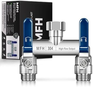 MFH 2-Way Garden Hose Splitter, 304 Stainless Steel, 3/4 GHT, Blue by Unknown