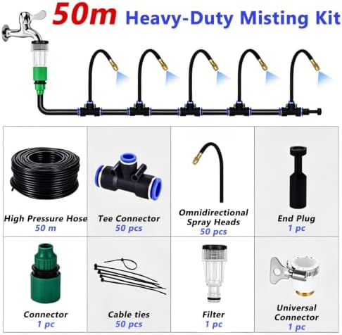 Outdoor Misting Kit for Site, Spray System with Brass Mist Nozzles - Image 2