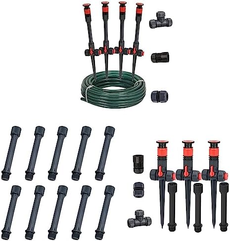 Eden 98063 Multi-Adjustable Flex Design Above Ground Irrigation Garden Sprinkler System & 99999 Sprinkler Extensions & 96093 Multi-Adjustable Flex Design Garden Sprinkler with Extension Set by EDEN