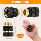 Quick Connect Hose Fittings Male and Female Set, 3/4 Inch Water Hose Connector with Rubberized Grips, Aluminum Garden Hose Fitting Quick Connector for Garden Kitchen(4 Sets) - Image 2