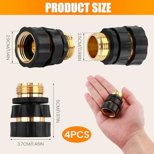 Quick Connect Hose Fittings Male and Female Set, 3/4 Inch Water Hose Connector with Rubberized Grips, Aluminum Garden Hose Fitting Quick Connector for Garden Kitchen(4 Sets) - Image 2