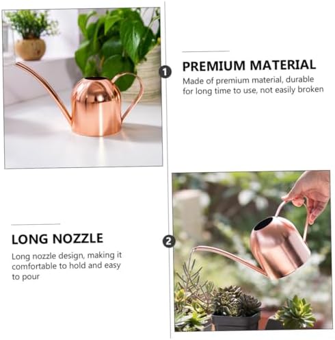 Stainless Steel Watering Container Pink Gold Long Spout Gentle Sprinkle Indoor Outdoor Plants Ergonomic Handle Lightweight Garden Pot - Image 3