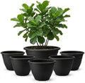 RooTrimmer 6 Pack 20 Inch Large Plant Pots Outdoor,Heavy Duty Plastic Planters with Drainage Holes,Lightweight Black Flower Pots for Indoor Outdoor Plants,Patio,Garden & Trees by RooTrimmer