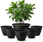RooTrimmer 6 Pack 20 Inch Large Plant Pots Outdoor,Heavy Duty Plastic Planters with Drainage Holes,Lightweight Black Flower Pots for Indoor Outdoor Plants,Patio,Garden & Trees by RooTrimmer