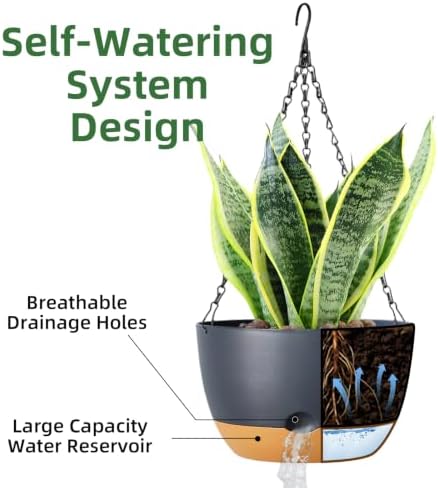 Hanging Planters, 3 Pack, Self-Watering, 10 Inch, Multicolor - Image 2