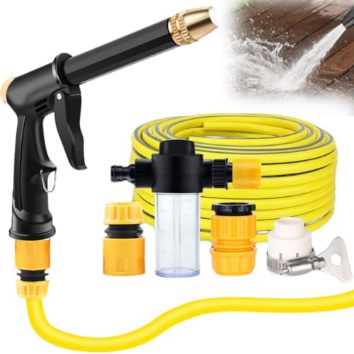 H2 Long Spray Gun With 3 Connectors, Portable High Pressure Water Sprayer For Car Wash, 360° Adjustable Nozzle Multifunctional Garden Hose Pipe Foam Blaster (1) by Unknown