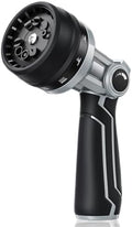 RAINPOINT Full-Metal Garden Hose Nozzle, Heavy Duty Water Hose Nozzle Sprayer With 10 Adjustable Patterns & High Flow,Thumb Control For Flow Adjustment, Ideal For Watering, Washing, Cleaning,Black by RainPoint
