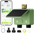 Solar WiFi Water Timer for Garden Hose, 2-Zone Sprinkler Controller with Flow Meter, Smart Irrigation System with Rain Delay, Brass Inlet, APP & Voice Control, No Hub Required by EZAIoTSmart