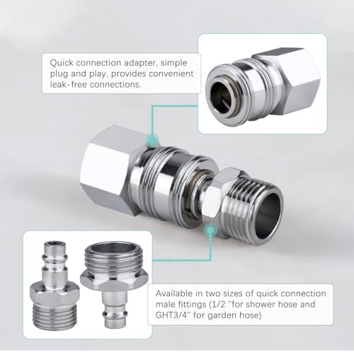 G-Sunny RV Outdoor Shower Head with Hose and Quick Connect Fittings - High Pressure 3-Spray Mode Shower Head with Pause Button-Easy Install for Camper, Motorhome, Travel Trailer (Chrome, 71"Hose) - Image 2