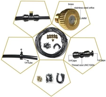 Outdoor Mister System For Outside Patio, Garden Irrigation System Kit With Brass Fog Nozzles, Misting Cooling System, Patio Mister For Backyard, Garden, Greenhouse, Umbrella, Deck, Canopy, Pool, Porch - Image 6