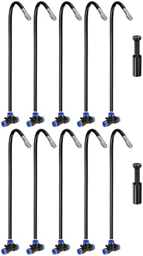 M METERXITY 1-Set Brass Misting Nozzles Tee, 12inch/30cm Tube Len 3-in-1(Dripping, Spraying, Shutoff) Adjustable Copper Mister Sprayer for 0.31"/8mm Tubing Irrigation [Silver Tone/Black] by MMETERXITY