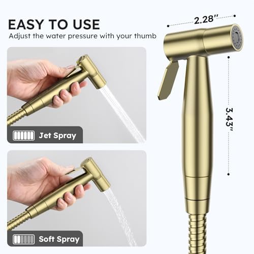 Arofa Handheld Bidet Sprayer, Bidet Attachment for Toilet, Brushed Gold - Image 2