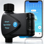 WiFi Water Timer with Built-in Flow Meter, Smart Garden Hose Controller, No Hub Required, 2.4GHz App Remote Control, Timed & Volume Watering, Rain Delay, IP65 Waterproof for Lawn Garden Greenhouse by RISOON