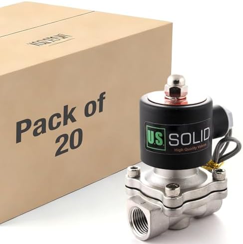 U.S. Solid 1/2" Stainless Steel Electric Solenoid Valve 110VAC Normally Closed Air Water(Pack of 20) by USSolid