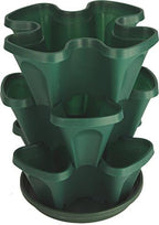 Mr. Stacky Self Watering 3 Tier Stackable Garden Vertical Plastic Planter Set, Hunter Green by Mr.+Stacky