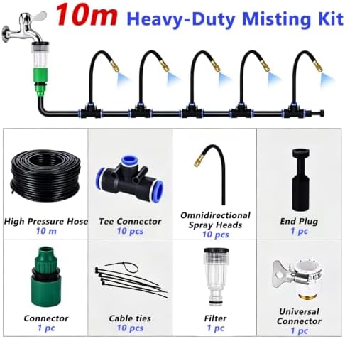 Outdoor Misting Kit for Site, Spray System with Brass Mist Nozzles - Image 2