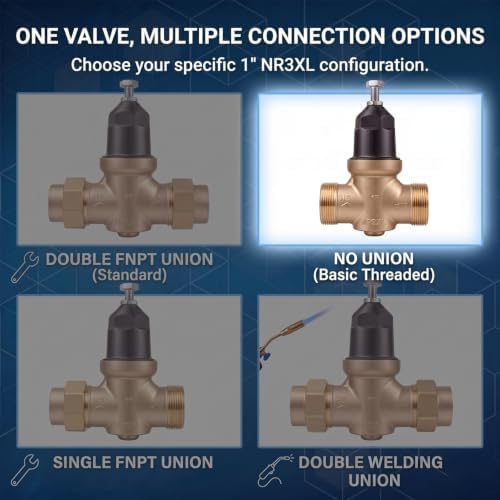 Upgraded 1" Brass Pressure Reducing Valve，Water Pressure Regulator for home with Double Union FNPT Connection - Stainless Steel Strainer Screen (No Union FNPT) - Image 2
