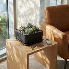 MyGift Black Ceramic Square Indoor Planter with Drainage Hole & Tray - Image 2