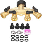 4-Way Heavy Duty Hose Splitter, Brass Garden Hose Adapter, Spigot Splitter & Water Manifold Connector, G3/4 Threads for Outdoor Faucet Watering by Unknown
