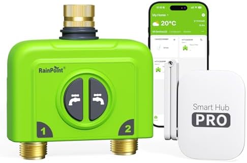 RAINPOINT WiFi Water Timer for Garden Hose, 2 Zone WiFi Sprinkler Controller, Smart Hose Timer Valve, Automatic Drip Irrigation System/Rain Delay for Garden/Lawn by RainPoint