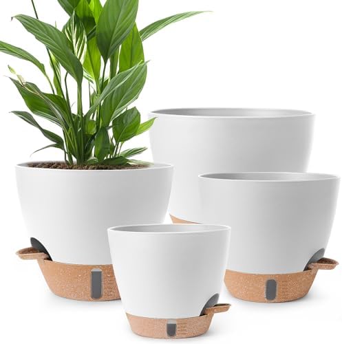 Self Watering Pots for Indoor Plants 12/10/9/8 Inch Plastic with Reservoir by Unknown
