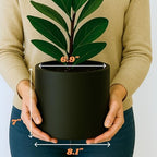 Fox & Fern Large Planter for Indoor or Outdoor, Black Matte, 8 Inch - Image 6