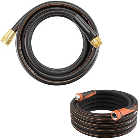 Giraffe Tools Garden Hose 50ft x 5/8",Lightweight Hybrid Hose with Swivel Handle and Short Leader Garden Hose 10 ft x 5/8",Heavy Duty&No-Kink,Leakroof Gardening Hose with Male to Female Fittings by GiraffeTools