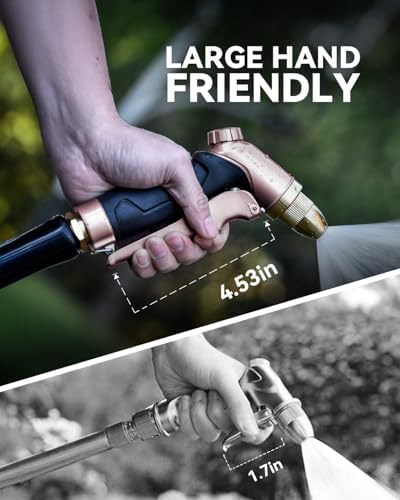 RAINPOINT Garden Hose Nozzle, 100% Heavy Duty Metal Hose Sprayer, High Pressure Water Hose Nozzle with Adjustable Spray Patterns and Flow Control for Watering Plants, Car Washing, Pet Washing, Brown - Image 4
