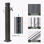 Outdoor Stainless Steel Cylindrical Garden Water Column,freestanding Hose Stand with Faucet,for Garden Farm Pasture Backyard Irrigation Washing,26in - Image 2