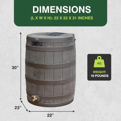 Good Ideas Rain Wizard Water Collection Barrel, 50 Gallon, Oak, 4 Pack - Image 6