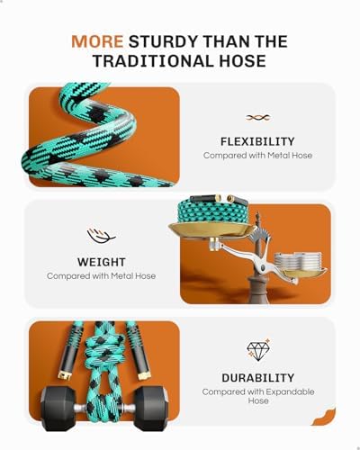 WELLUCK 100 FT Garden Hose - Ultra-Strong 3750D, Flexible Water Hose, Lightweight Non-Expanding hose with 10 Function Sprayer, Leak proof, Pressure Resistant for Yard, Outdoor - Image 4