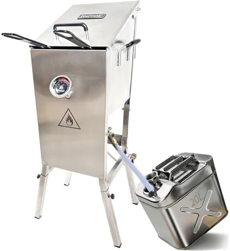 5 Gallon (20QT) 304 Stainless Steel Oil Storage Can with Spout, Food-Grade Cooking Oil Dispenser, Easy Pour Design for Restaurant, Food Truck, Camping Garden - Image 2
