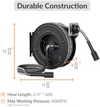 Giraffe Tools Pressure Washer Hose Reel 60ft, Power Washer Hose Reel, Pressure Washer Retractable Hose Reel, Heavy Duty, Wall/Floor Mounted, 4000 PSI, Dark Silver - Image 2