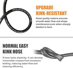 Garden Hose 50ft Heavy Duty Water Hose with 10 Function Spray Nozzle, Flexible and Durable, Lightweight Rubber Hybrid Hose, Leak-Free Connections, Male to Female Brass Fittings for Garden, Lawn, Yard - Image 2