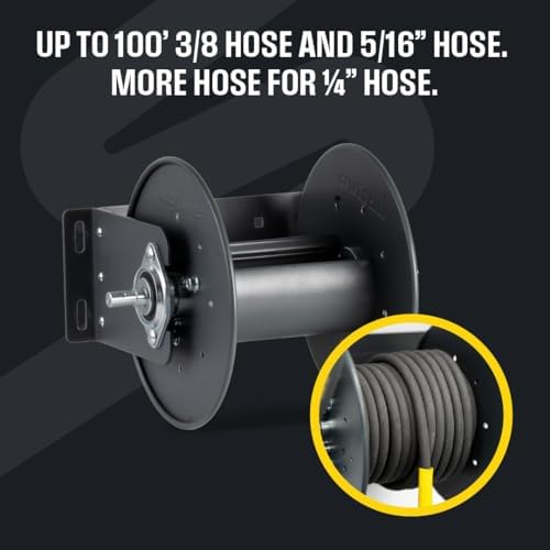 Active Hose Reel for Pressure Washer Hoses with 3/8” Female QC Adapter, 100ft Pressure Washer Hoses (3/8” or 5/16”). Included 2 ft jumper hose & M22-14mm adapter, 16” stud spacing mounting bracket - Image 5
