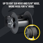 Active Hose Reel for Pressure Washer Hoses with 3/8” Female QC Adapter, 100ft Pressure Washer Hoses (3/8” or 5/16”). Included 2 ft jumper hose & M22-14mm adapter, 16” stud spacing mounting bracket - Image 5