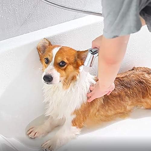 SUMERAIN Pet Shower Sprayer, Dog Shower Attachment with Solid Brass Diverter, Flow regulating Sprayer, 8 Feet Extra Long Hose, Chrome Finish - Image 3