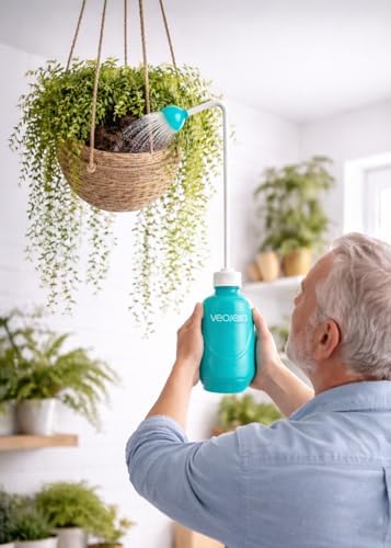 VEOJEIN Longest Spout Plant Watering Squeeze Bottle [16,2", Pack of 2], Watering Can for Hanging Plants, Original Extended Design for Hard-to-Reach Plants Indoor & Outdoor Watering, 15 oz (Teal) - Image 3