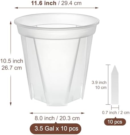11" Clear Plant Nursery Pots with Drainage Plastic Orchid Pots 10 Pack - Image 2