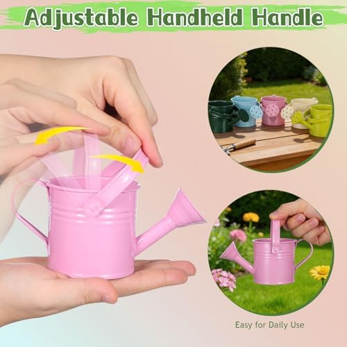 DOITOOL Kids Metal Watering Can for Gardening, 5Pcs Small Iron Watering Can Garden Watering Bucket for Gardening Plants Flowers (Mixed Color) - Image 6