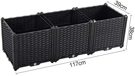 Hershii Rectangular Deepened Garden Raised Bed Kits Plastic Plant Containers Indoor Outdoor Vegetables Herbs Flowers Growing Planter Box - Black - 46.06 X 15.35 X 14.96 Inches - Image 2