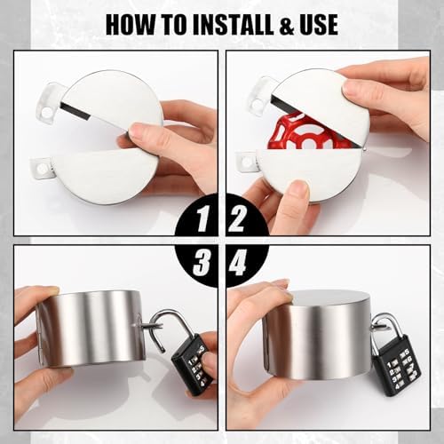Frienda 4 Sets Outdoor Faucet Lock Hose Bib Spigot Lock,Round,Silver - Image 6