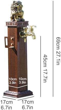 Freestanding Outdoor Faucet with Tap and Spray Gun, Vertical Garden Water Column with Hose Holder for Garden Irrigation, Car Washing, Watering(69cm/27.1in) - Image 6