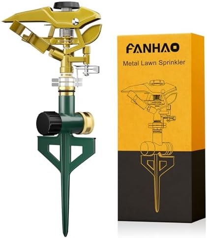 FANHAO 100% Metal Lawn Sprinklers for Yard, 360° Adjustable Spray Pattern by FANHAO