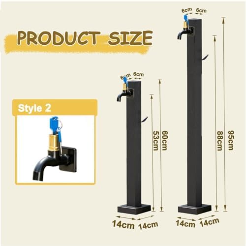 Outdoor Faucet Stainless Steel Garden Water Column Hose Stand, Freestanding Floor Mounted Hydrant Water Tap, Bottom Or Side Inlet/Freeze Proof(Style 4,Height: 80cm/31.5in) - Image 2