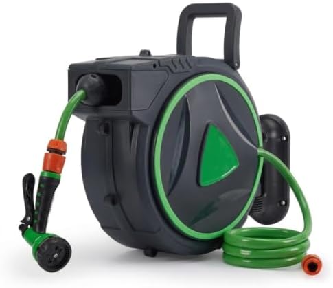 Retractable Garden Hose Reel 1/2 in x 65 ft Wall-Mounted Hose Reel by OUTLANE