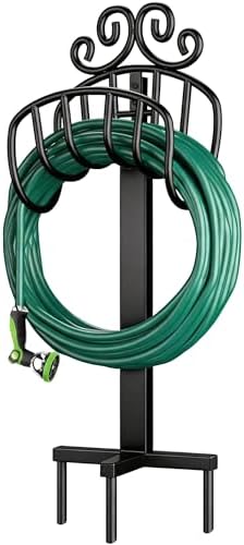 AMAGABELI GARDEN & HOME Hose Holder for Outside Freestanding 150 Feet Christmas Gift Heavy Duty Metal Detachable Rustproof Hose Stand Hanger Decorative Hose Storage With Ground Stakes Garden Lawn by AMAGABELI+GARDEN+%26+HOME